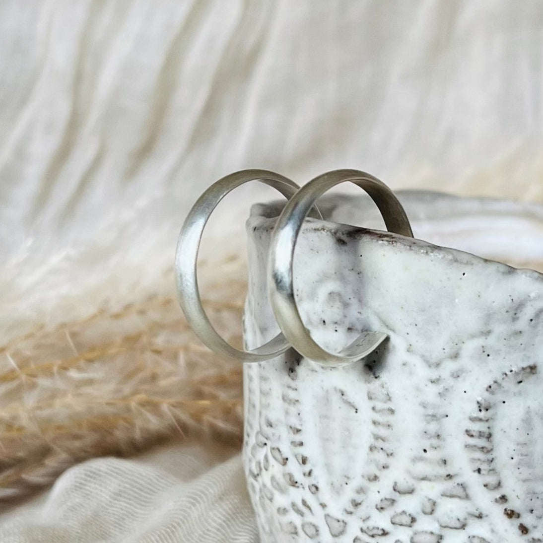 Chunky Frosted Silver Hoops