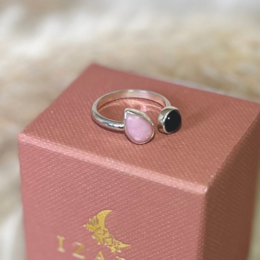 Amethyst and Pink Opal ring