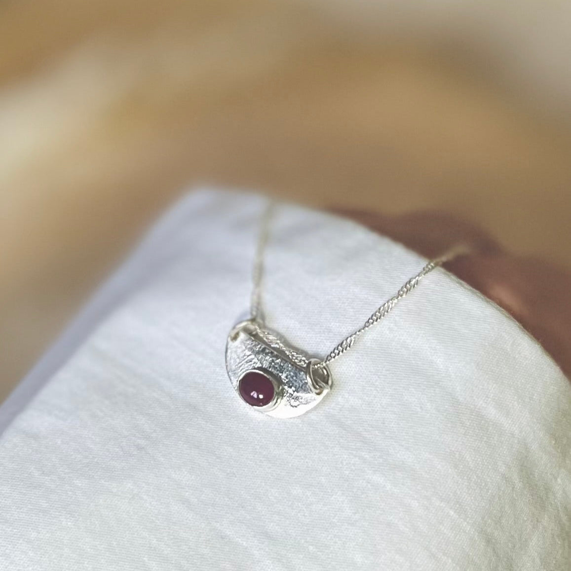 Ruby Pendant Necklace – Recycled Sterling Silver
