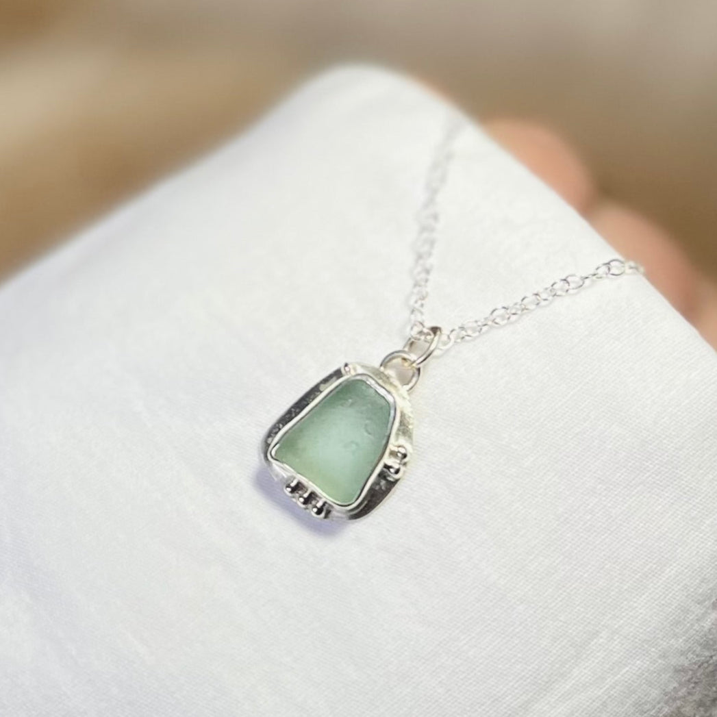 Blue Cornish Seaglass Necklace