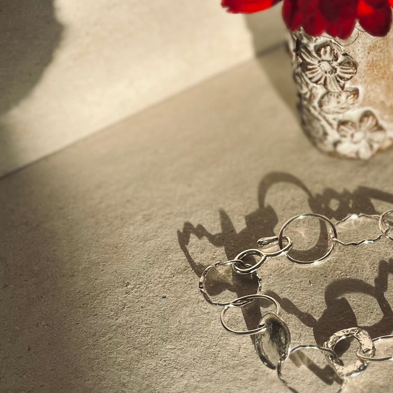 Handmade Textured Chain Link Bracelet in Recycled Silver