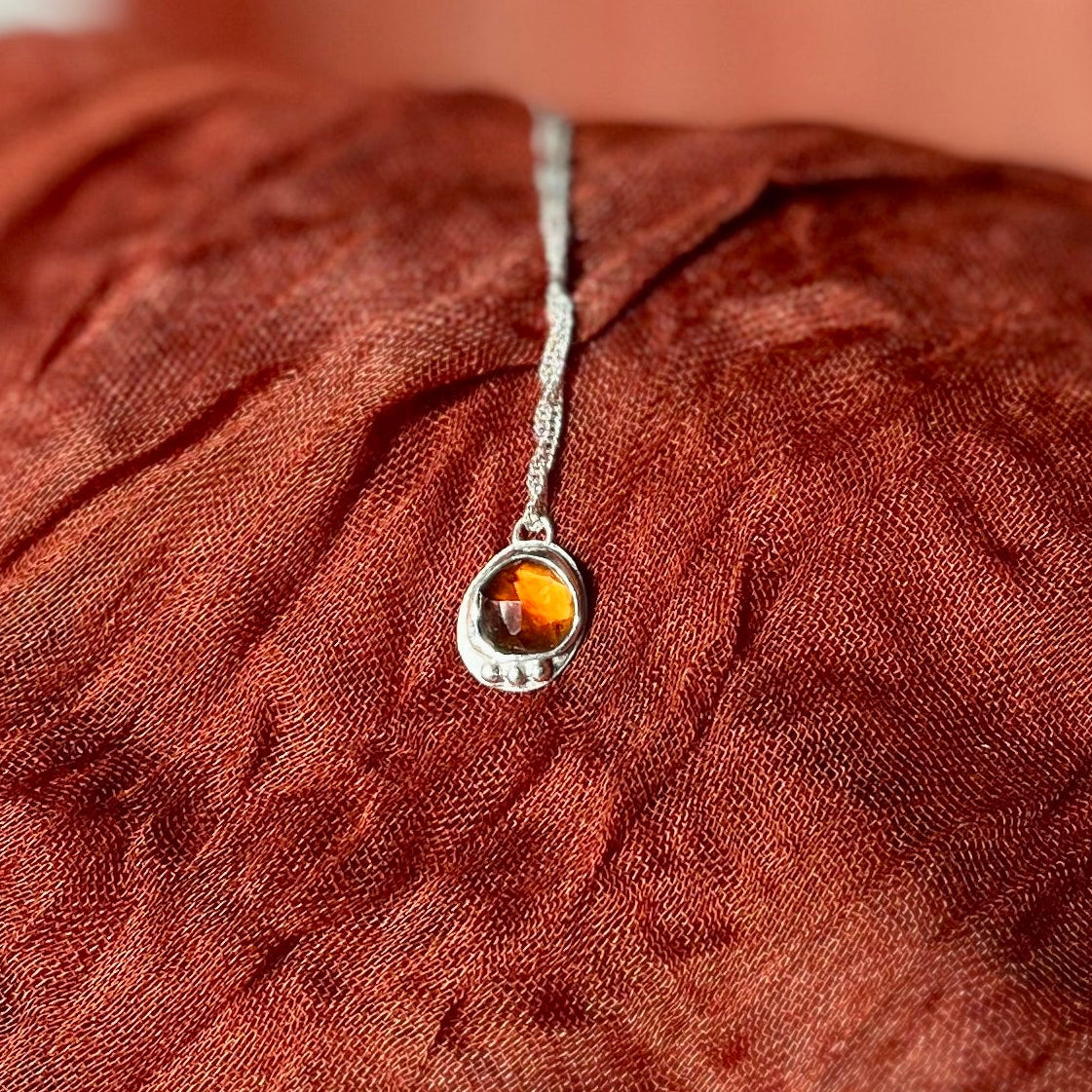 Sterling Silver Hessonite Garnet Necklace