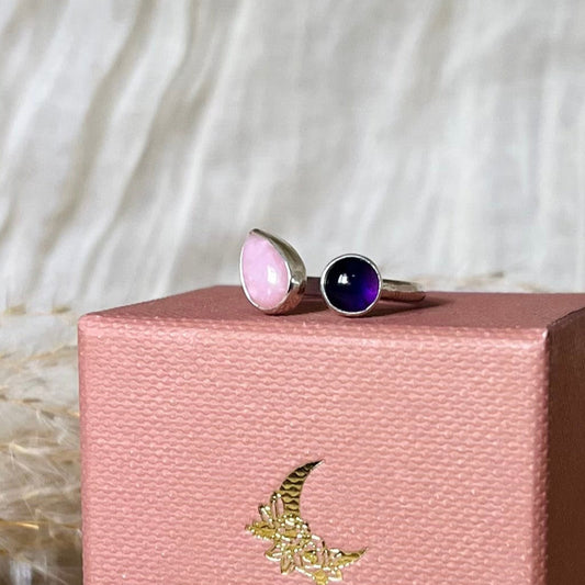 Amethyst and Pink Opal ring