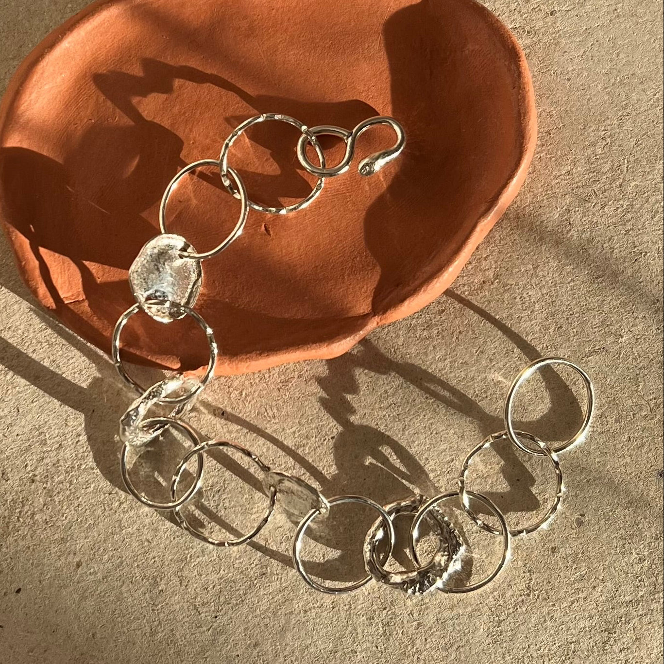 Handmade Textured Chain Link Bracelet in Recycled Silver