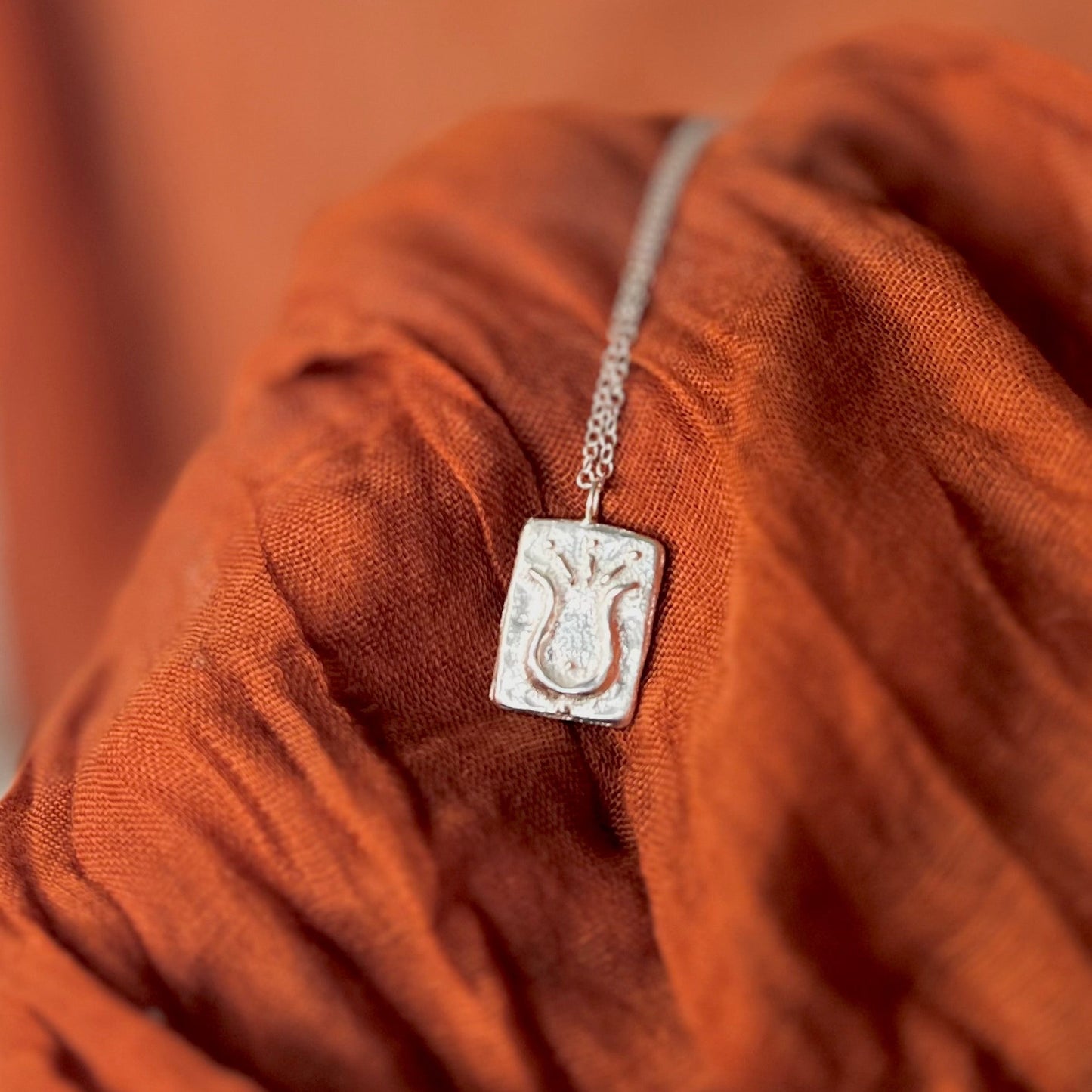 Handmade Recycled Sterling Silver Pendant - Tulipan