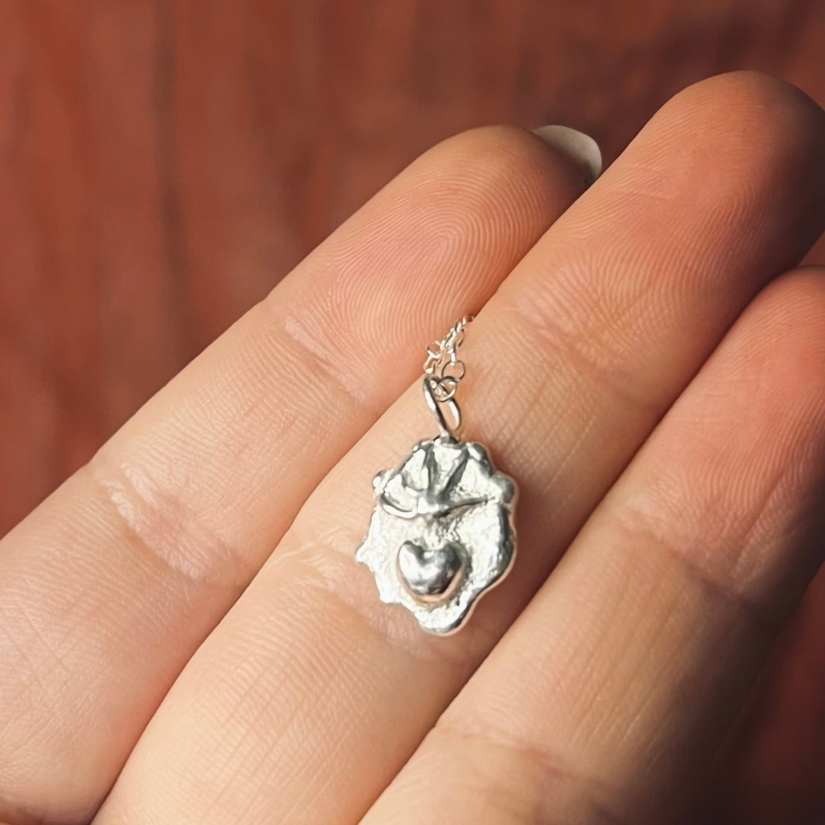 Sterling Silver Burning Heart Necklace