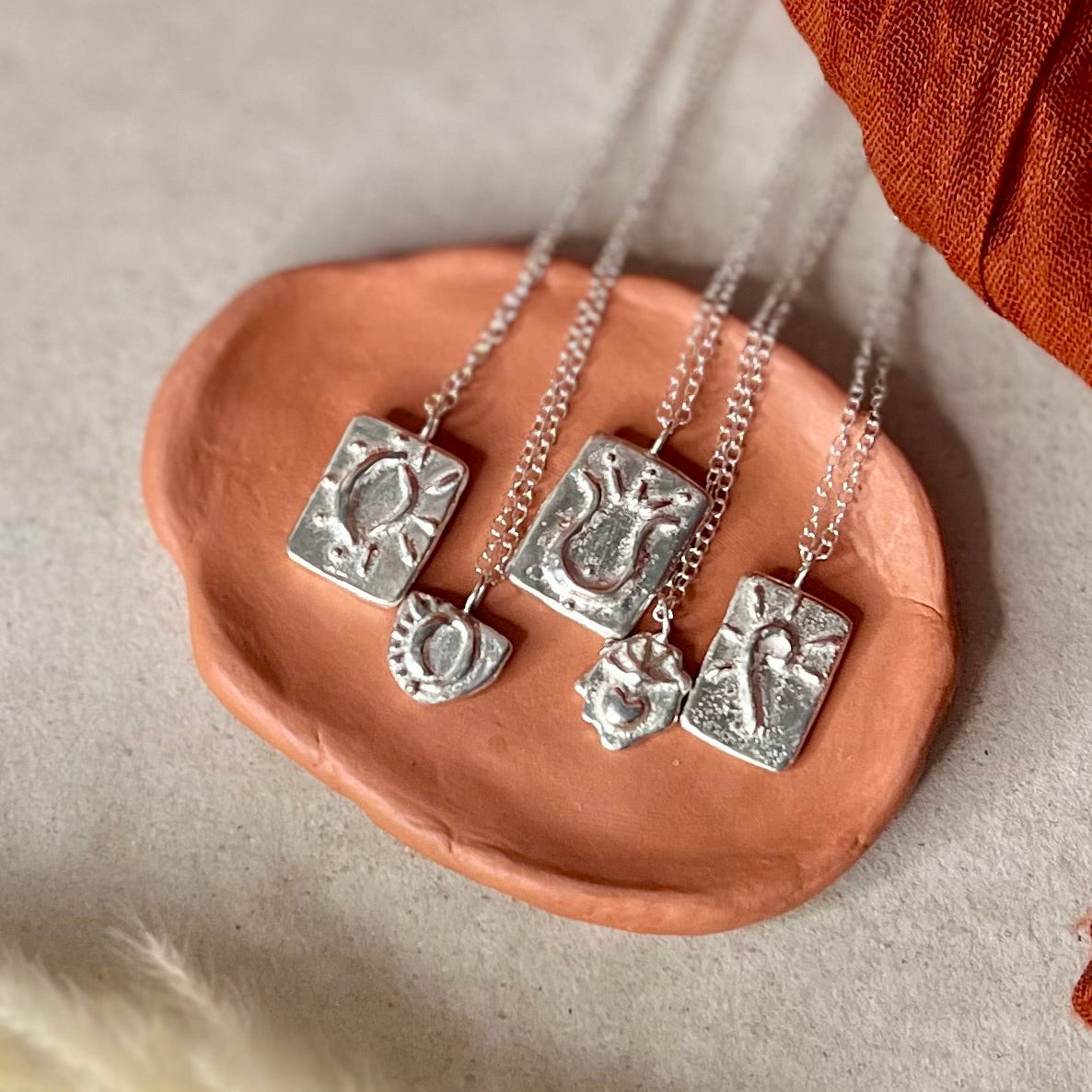 Handmade Recycled Sterling Silver Pendant - Sun & Moon