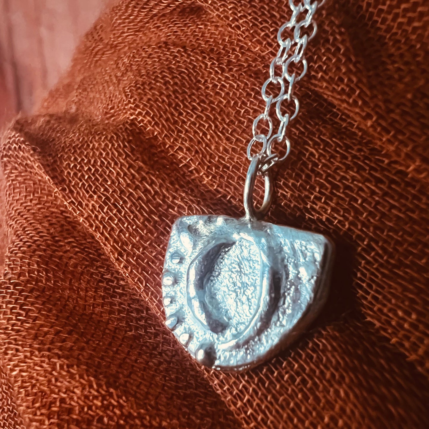 Handmade Recycled Sterling Silver Pendant - Sun & Moon