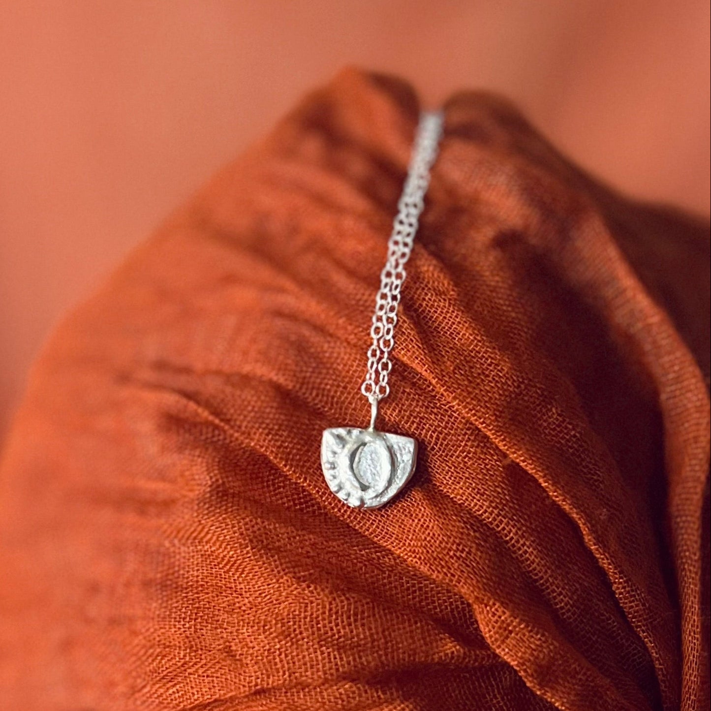 Handmade Recycled Sterling Silver Pendant - Sun & Moon