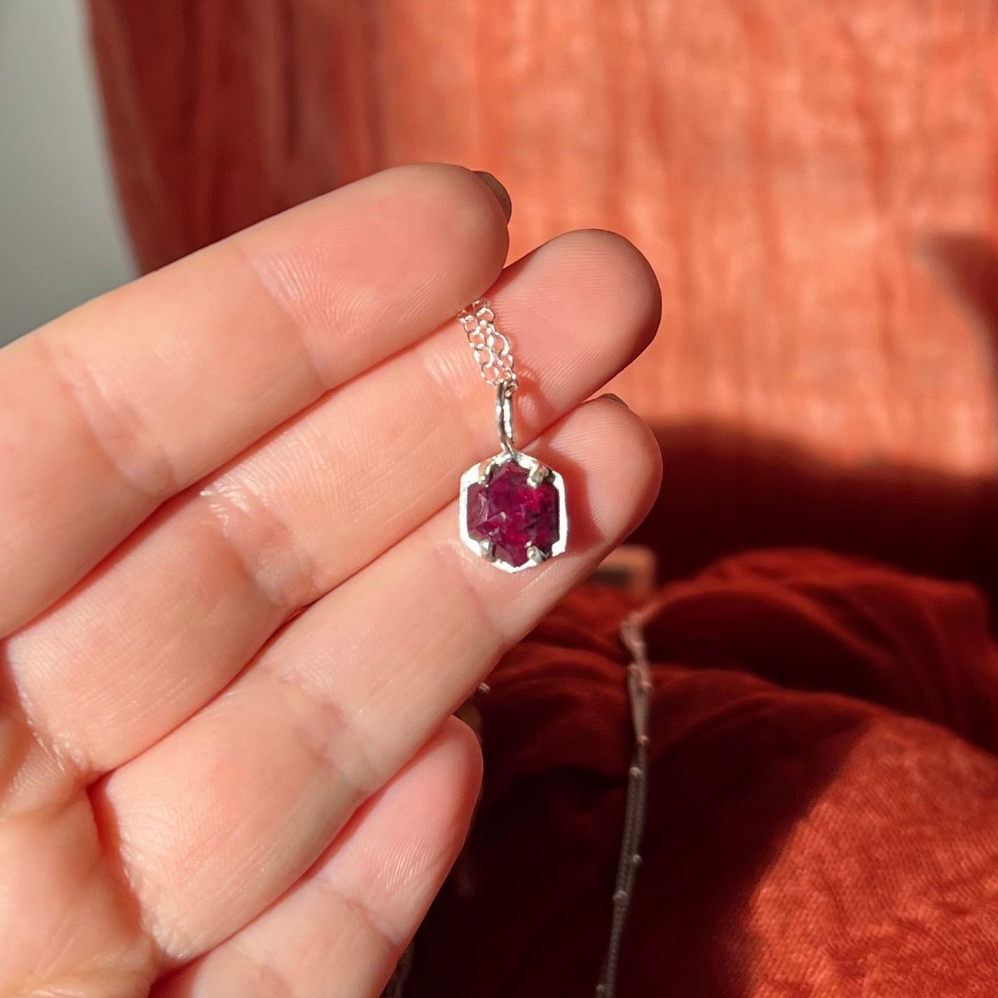 Sterling Silver Red Sapphire necklace