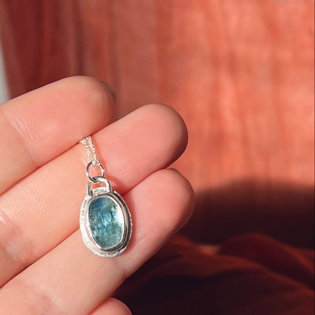 Sterling Silver Green Kyanite Necklace