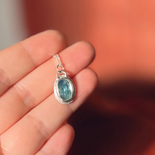 Sterling Silver Green Kyanite Necklace