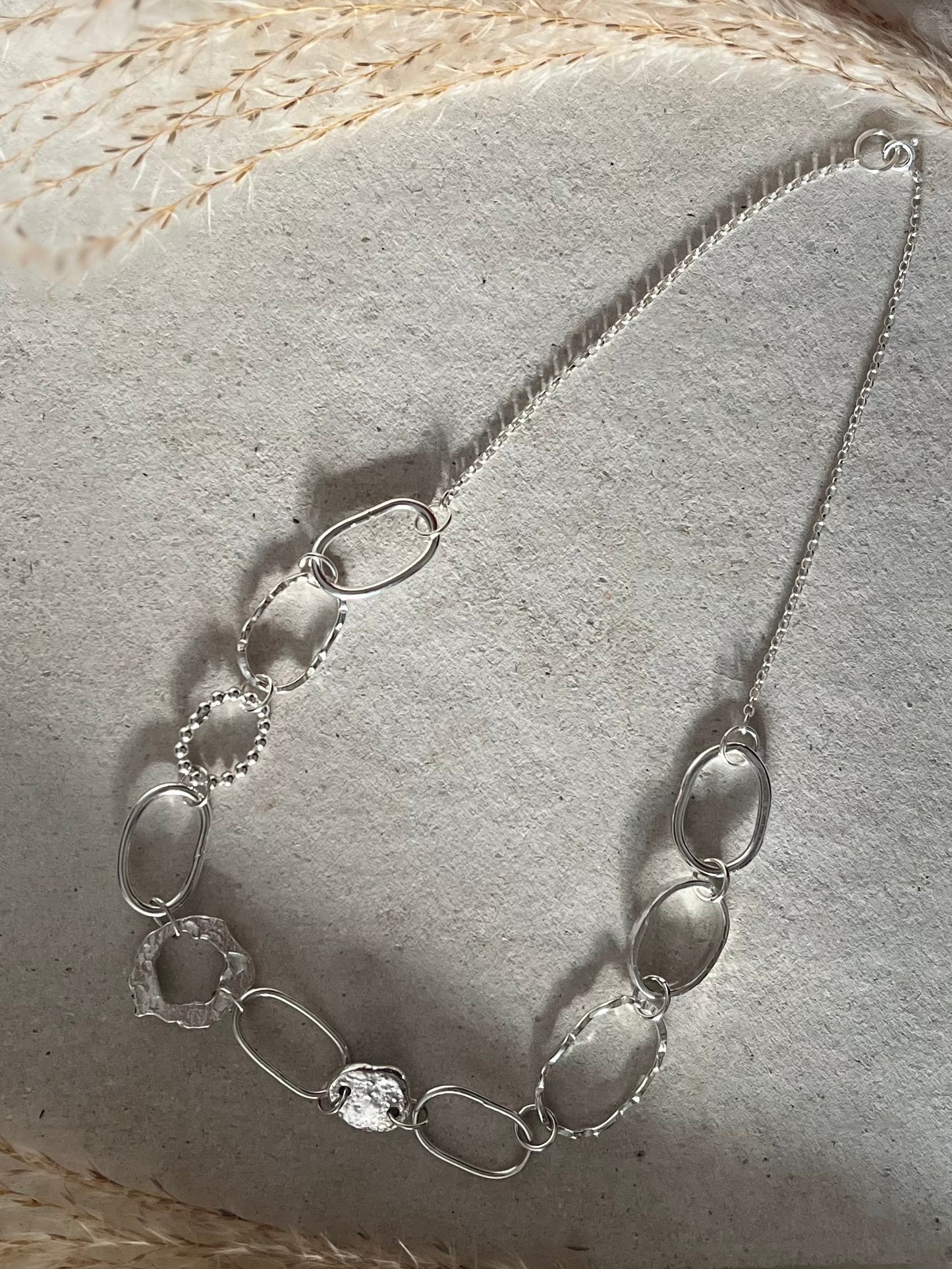 Handmade Statement Chain Link Necklace in Recycled Silver