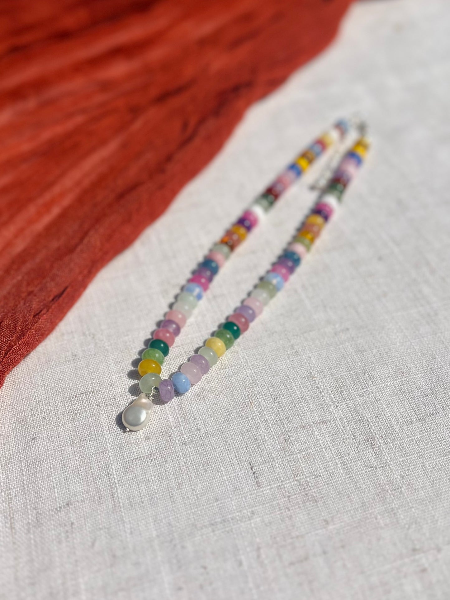 Solaris Gemstone Necklace | Freshwater Pearl & Sterling Silver