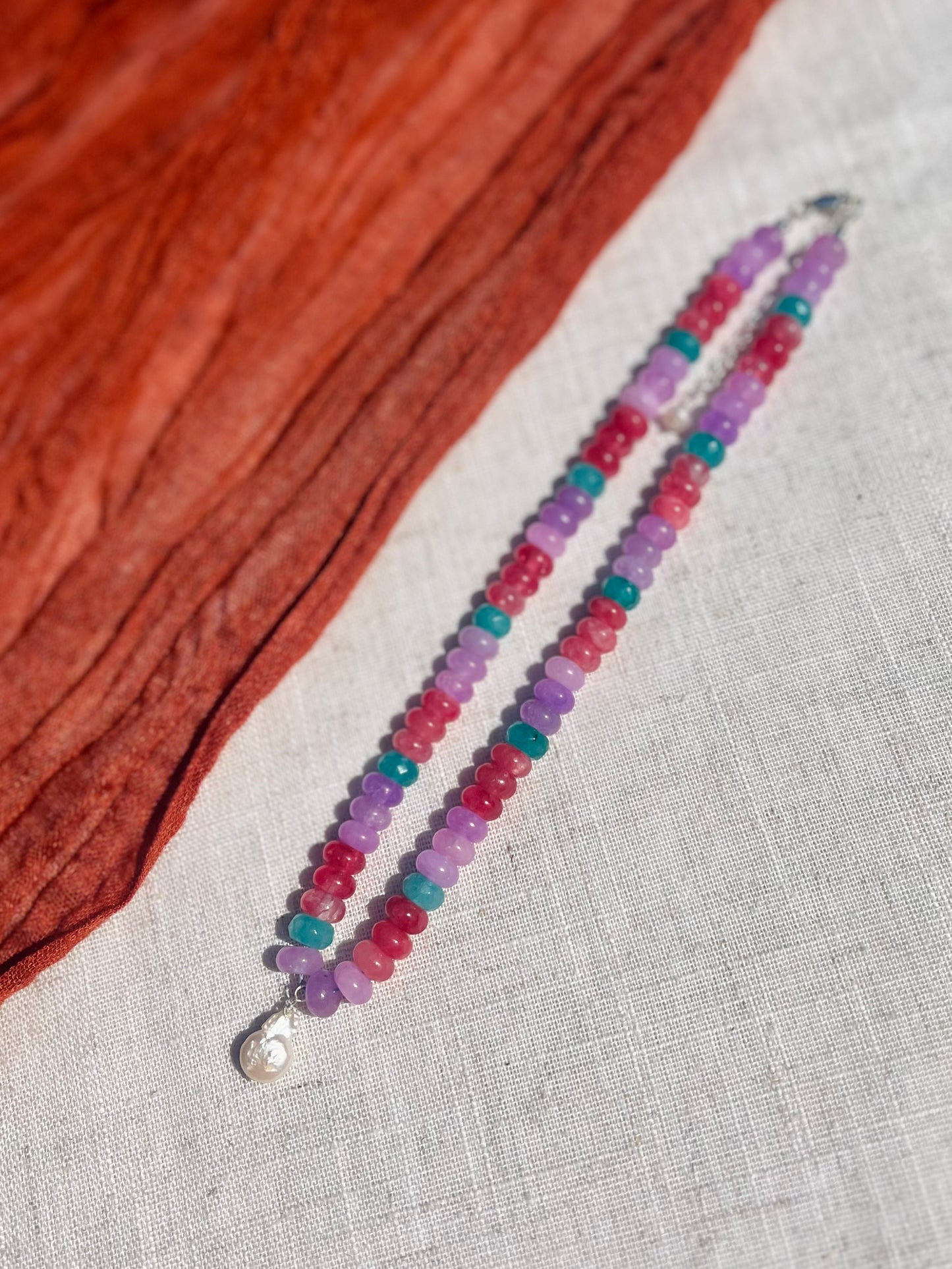 Solaris Gemstone Necklace | Freshwater Pearl & Sterling Silver
