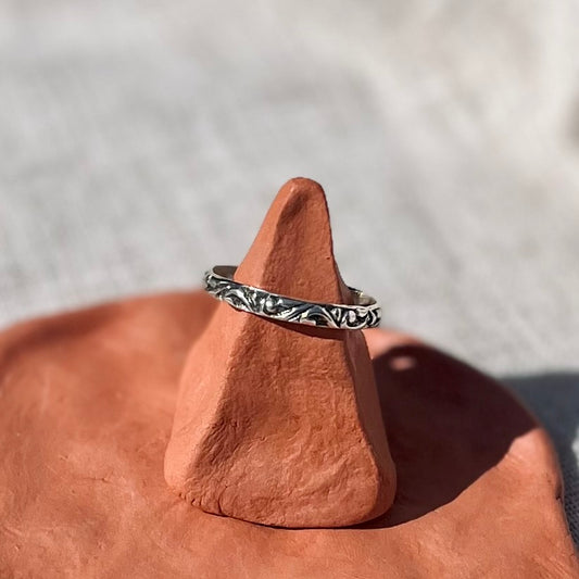 Recycled Silver Patterned Stacking ring